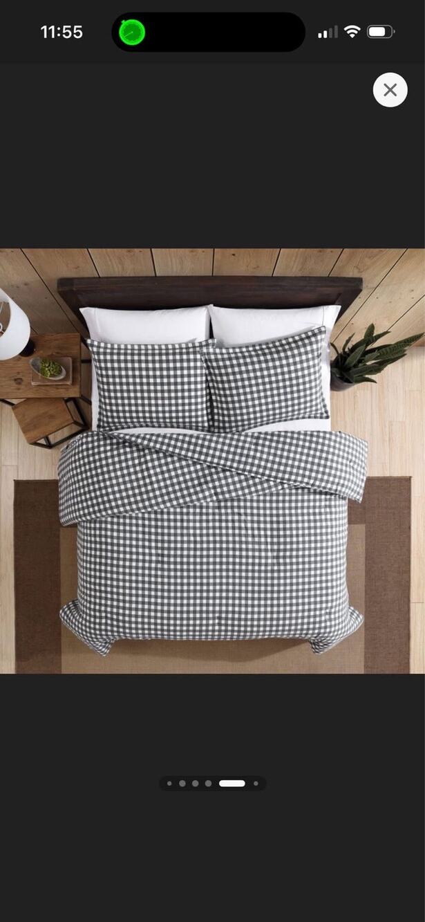NEW Eddie Bauer TWIN Preston Reversible Comforter Set Gray Check